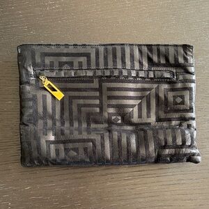 Bags by Pinky Black and Gold Geometric Cosmetic Case